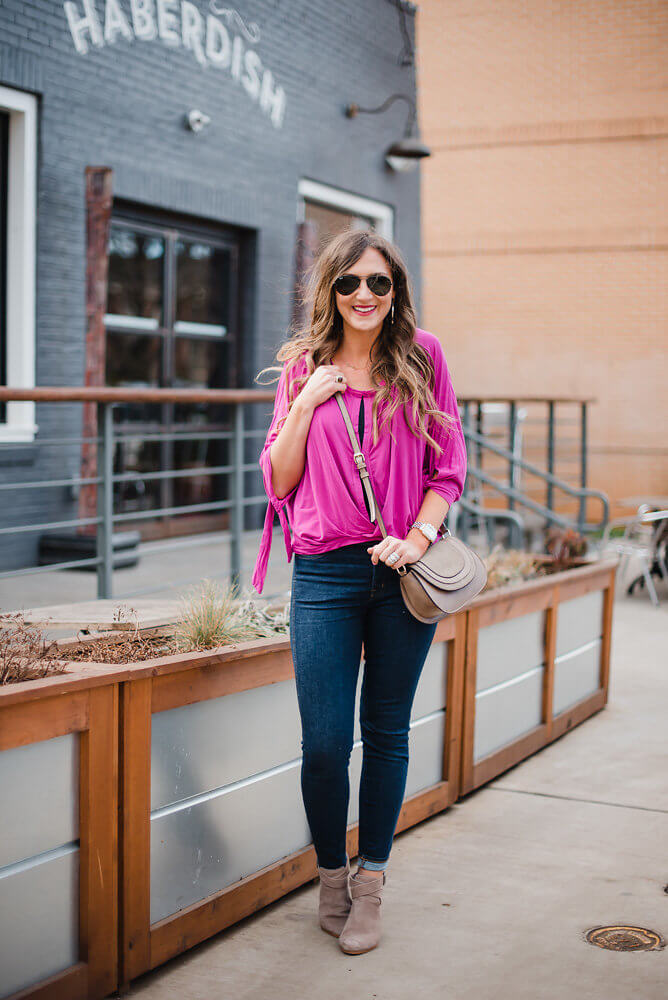 Free People top and Madewell jeans for a casual Spring outfit