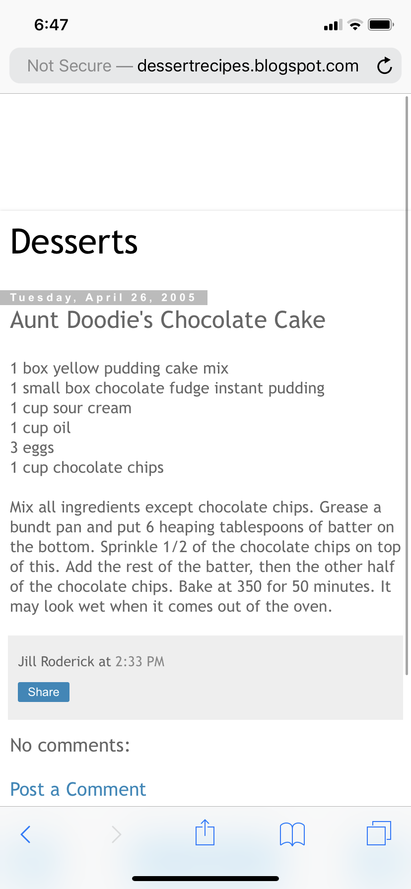 aunt doodies chocolate cake recipe