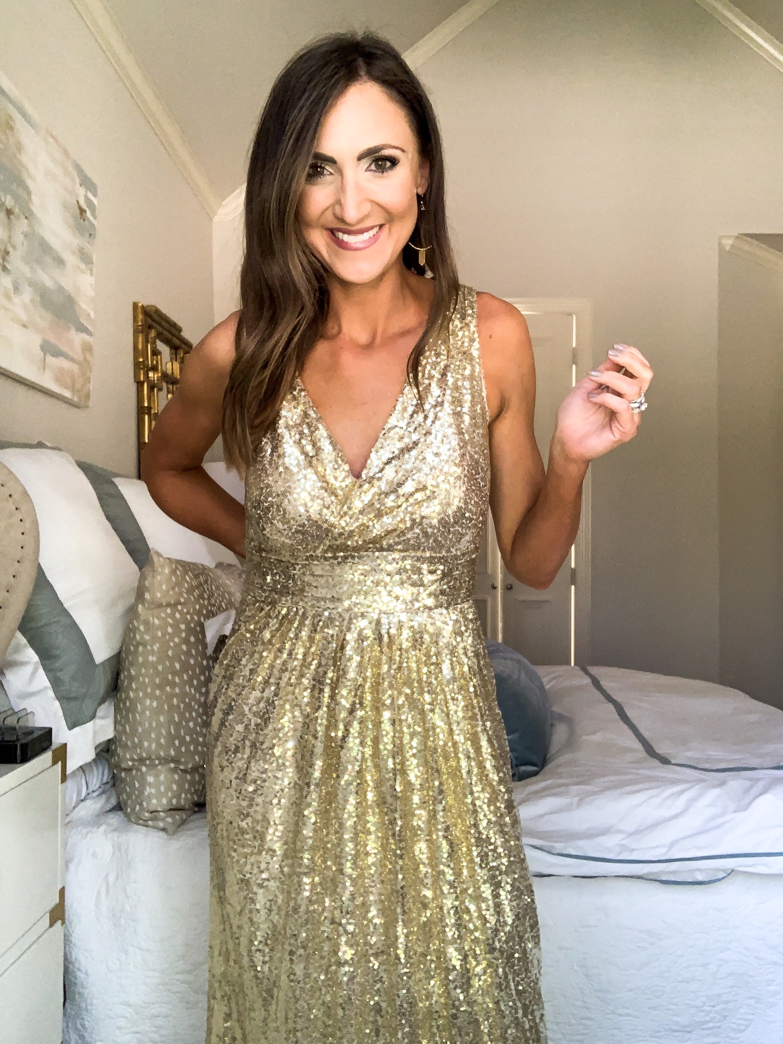 gold sequin ball gown, gold sequin maxi dress, style your senses amazon fashion haul.