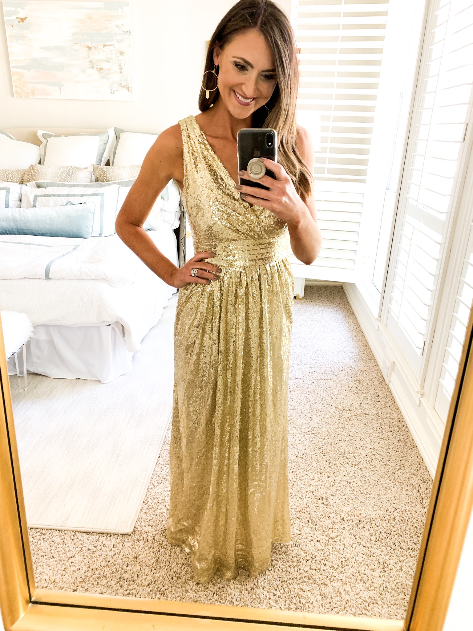 gold sequin ball gown, gold sequin maxi dress, style your senses amazon fashion haul.