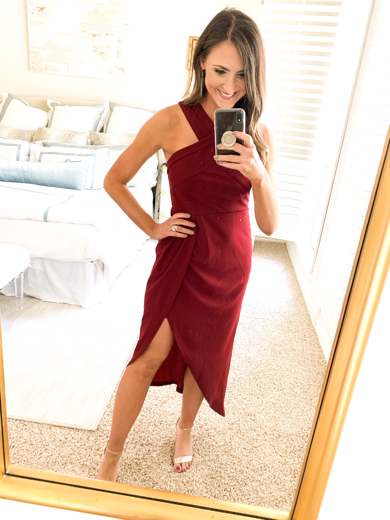 maroon halter dress, cocktail dress, amazon fashion haul, style your senses