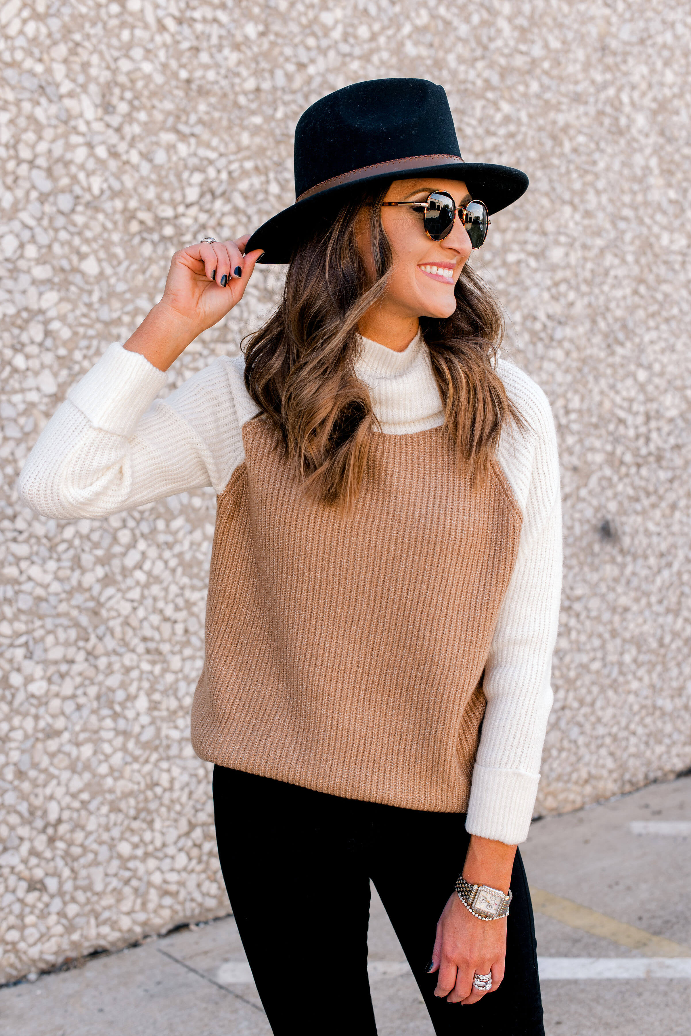 fall sweaters, fall outfit idea, thanksgiving outfit idea, style your senses, colorblock sweater