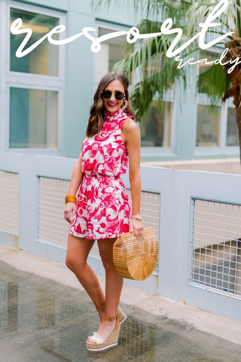 colorful romper dressed up, gibson, nordstrom, hi sugarplum, mallory fitzsimmons, resortwear, see by chloe wedges, spring outfit