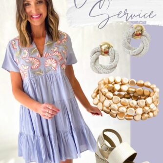 easter outfit, embroidered dress, espadrilles, gold bracelet, mom style, easter outfit for moms